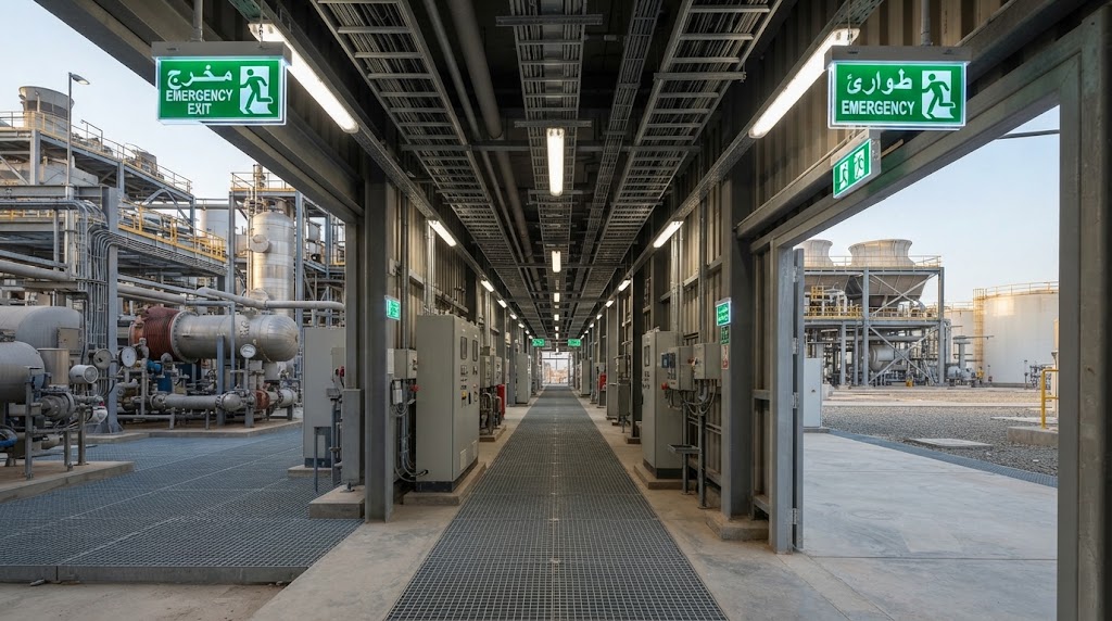SWCC Jubail emergency and exit lighting rehabilitation in an industrial facility